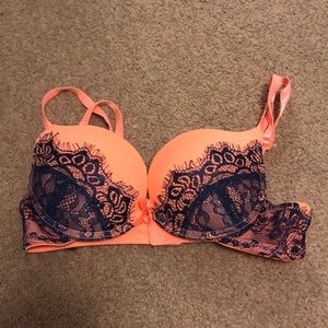 Coral and blue bra